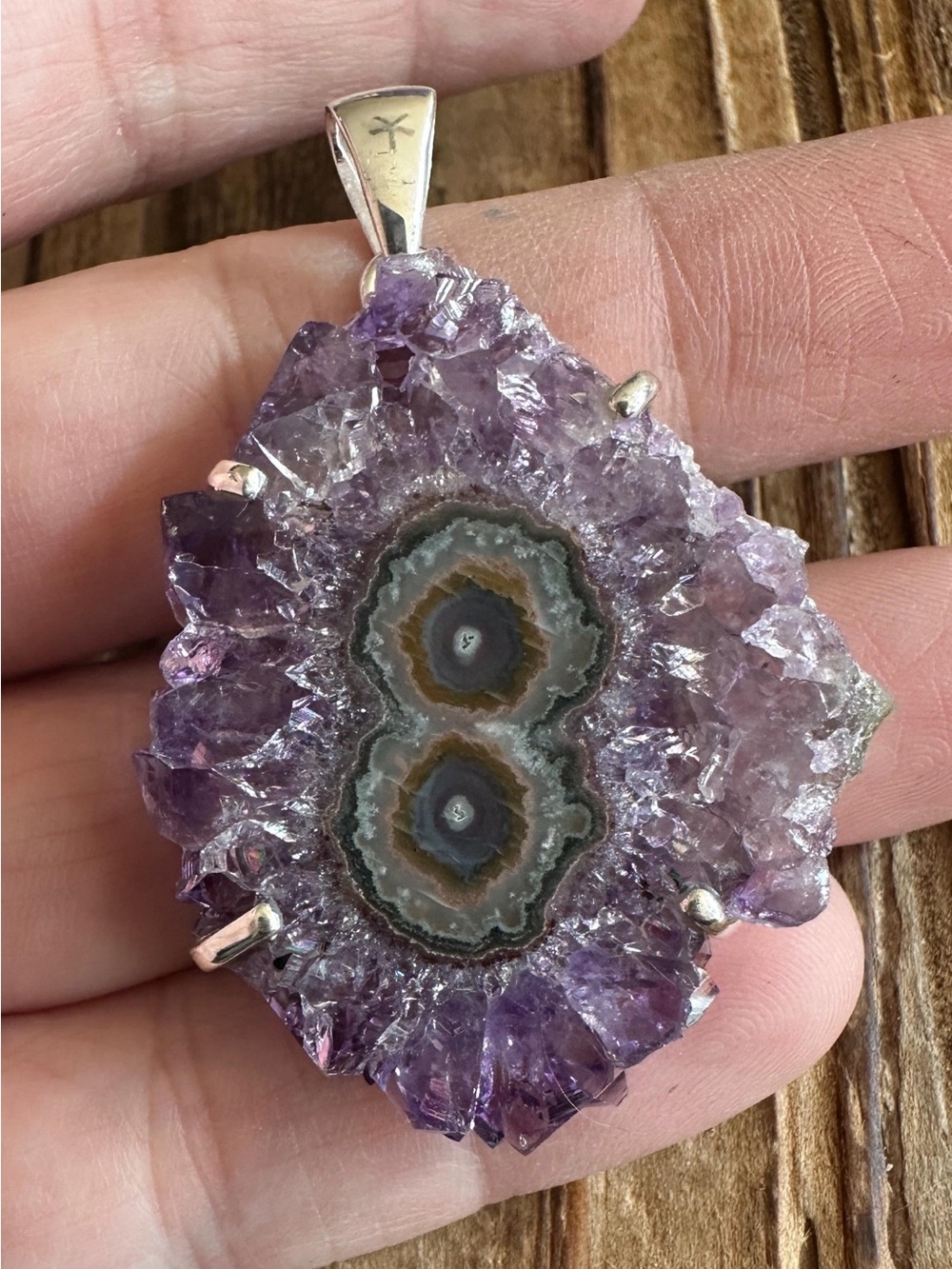 Amethyst Stalactite Sterling Silver Pendant, Boho. Hippie, Witchy